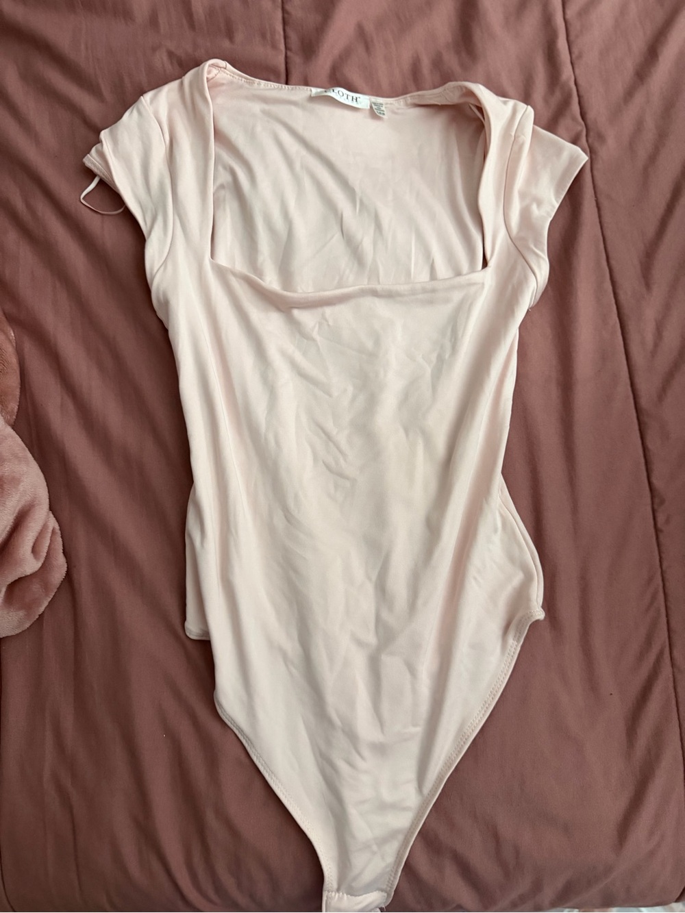Light Blush Square Neck Bodysuit - Unbranded